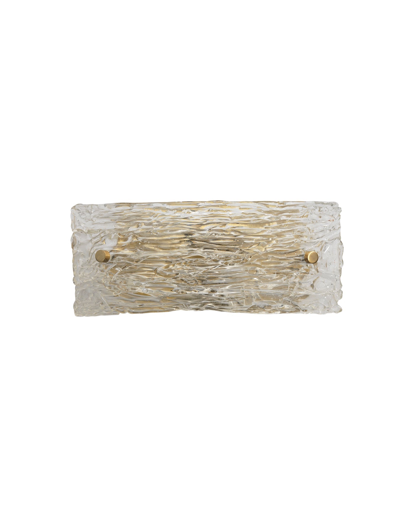 Swan Curved Glass Sconce, Small in Clear Textured Glass & Antique Brass Metal