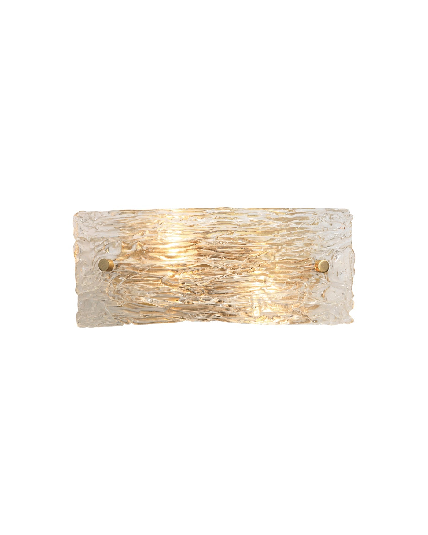 Swan Curved Glass Sconce, Small in Clear Textured Glass & Antique Brass Metal