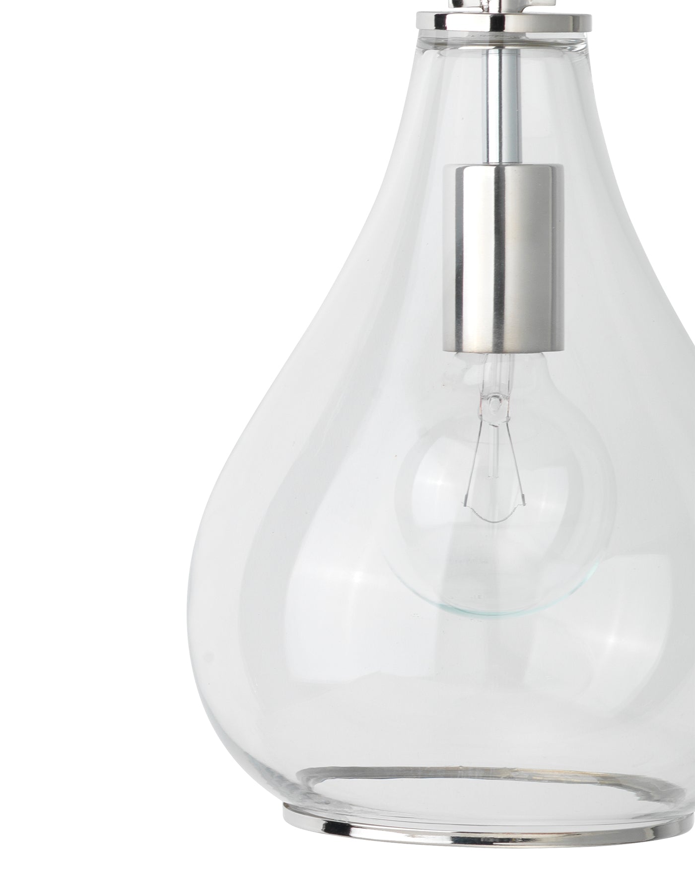 Tear Drop Hanging Wall Sconce in Clear Glass & Nickel Metal
