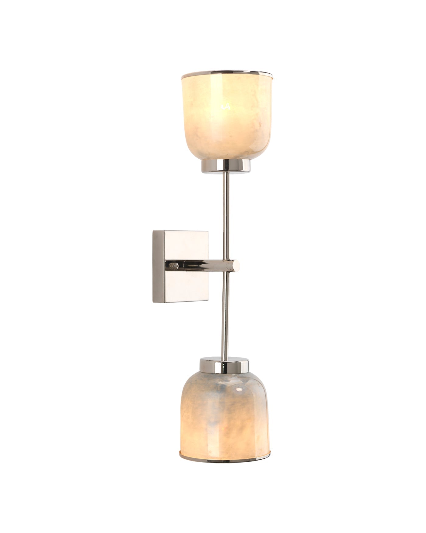 Vapor Double Sconce in Opal Glass & Nickel Metal
