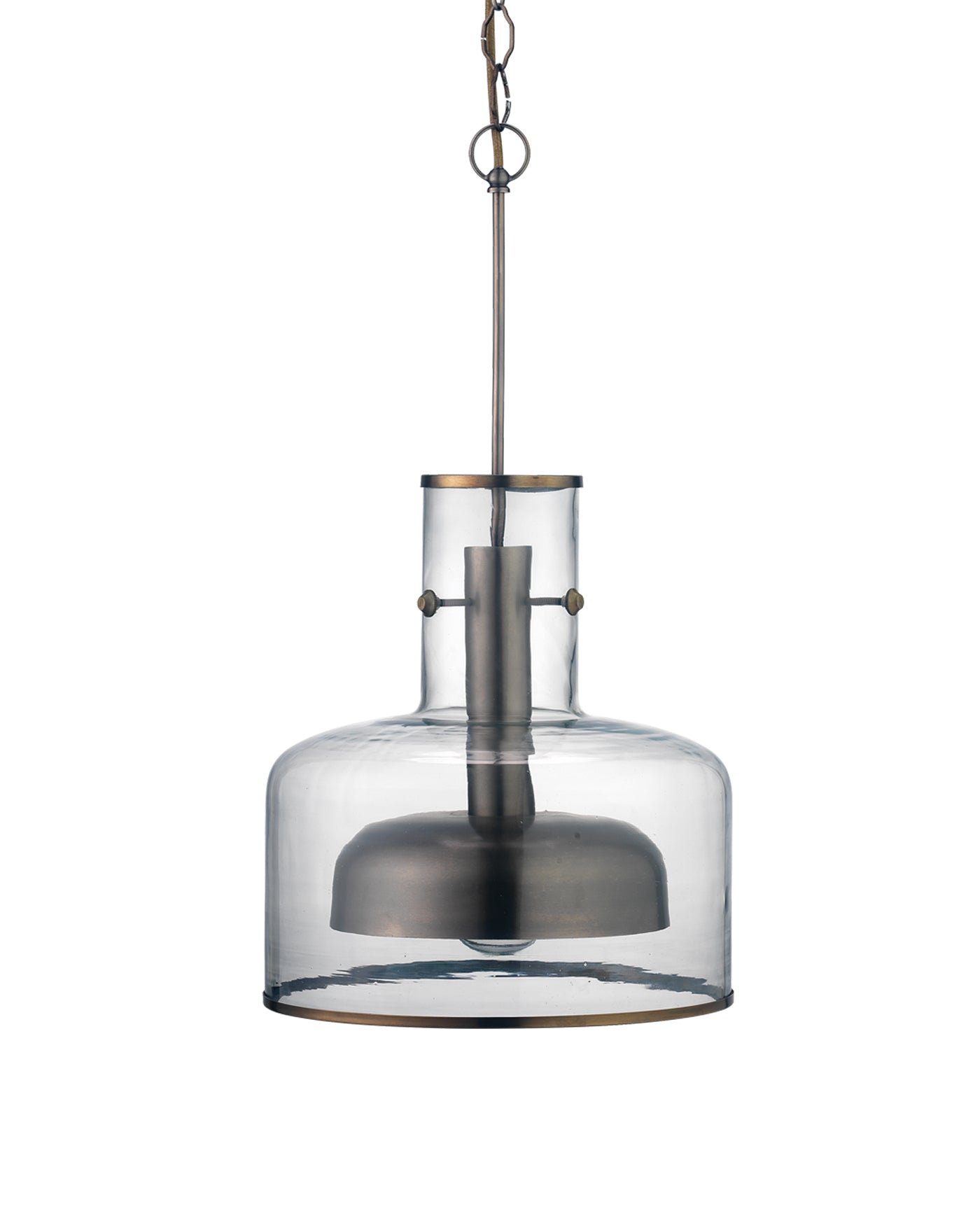 Clyde Pendant in Clear Glass With Gun Metal Hardware
