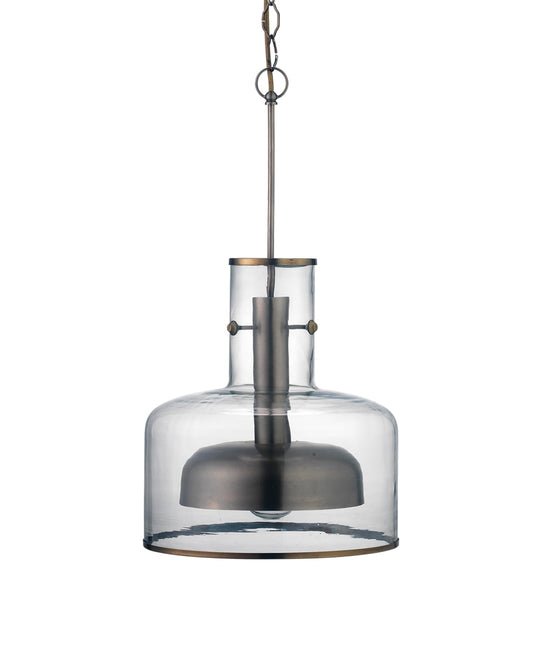 Clyde Pendant in Clear Glass With Gun Metal Hardware
