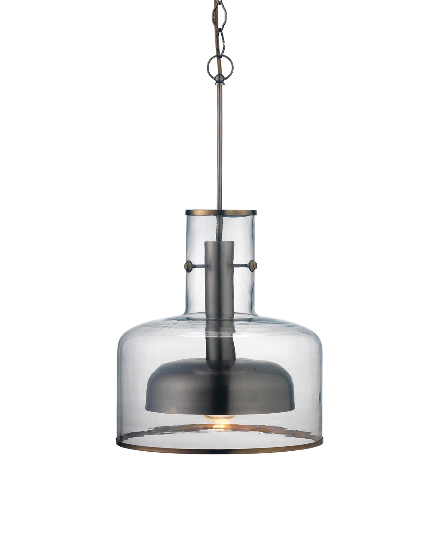 Clyde Pendant in Clear Glass With Gun Metal Hardware