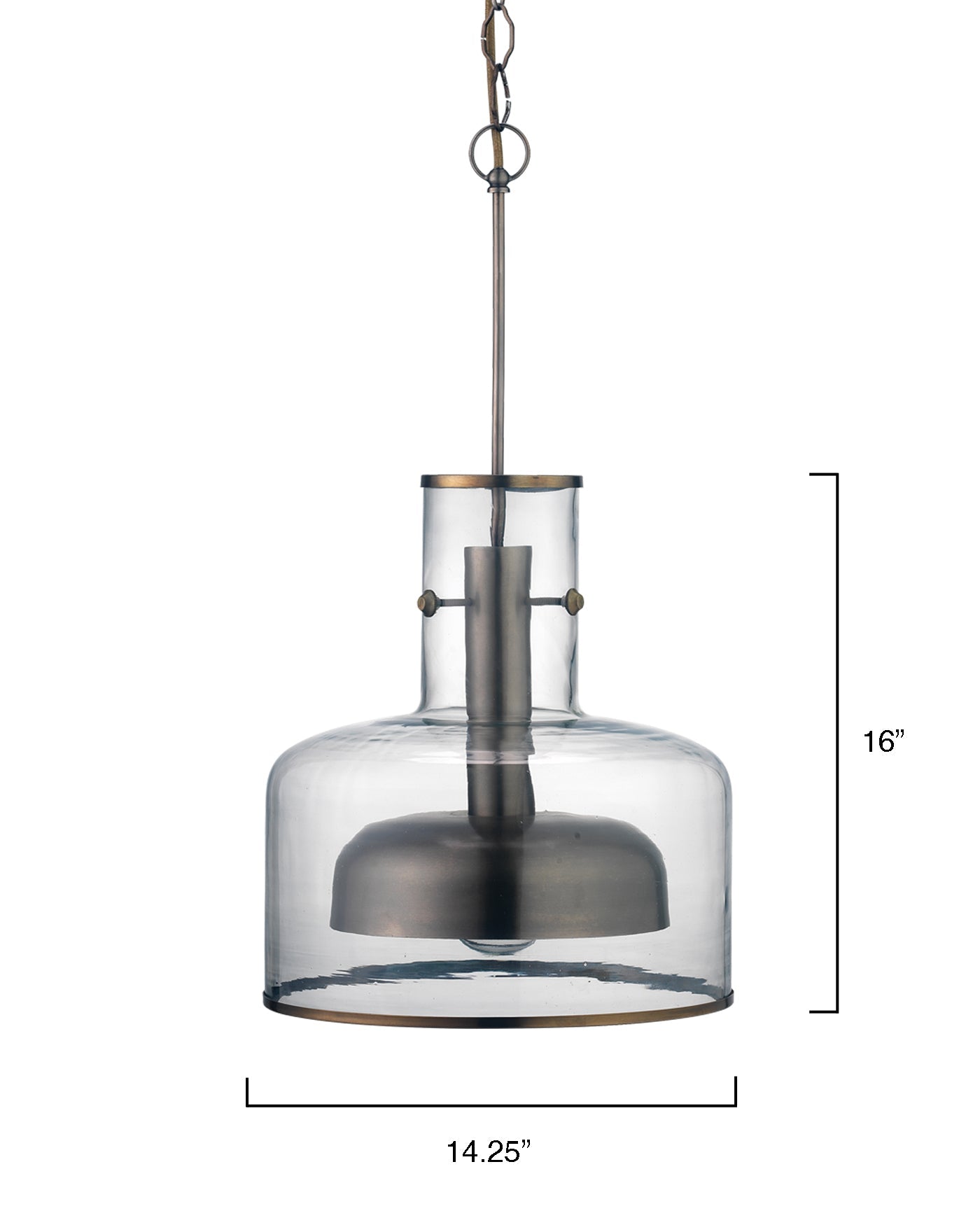 Clyde Pendant in Clear Glass With Gun Metal Hardware