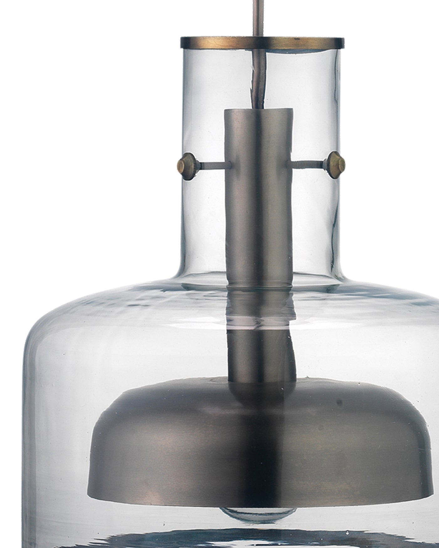 Clyde Pendant in Clear Glass With Gun Metal Hardware