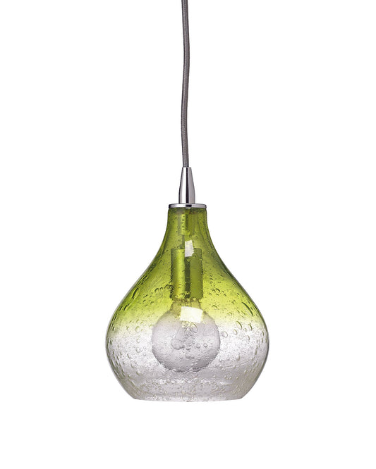 Curved Pendant, Small in Celadon Seeded Glass