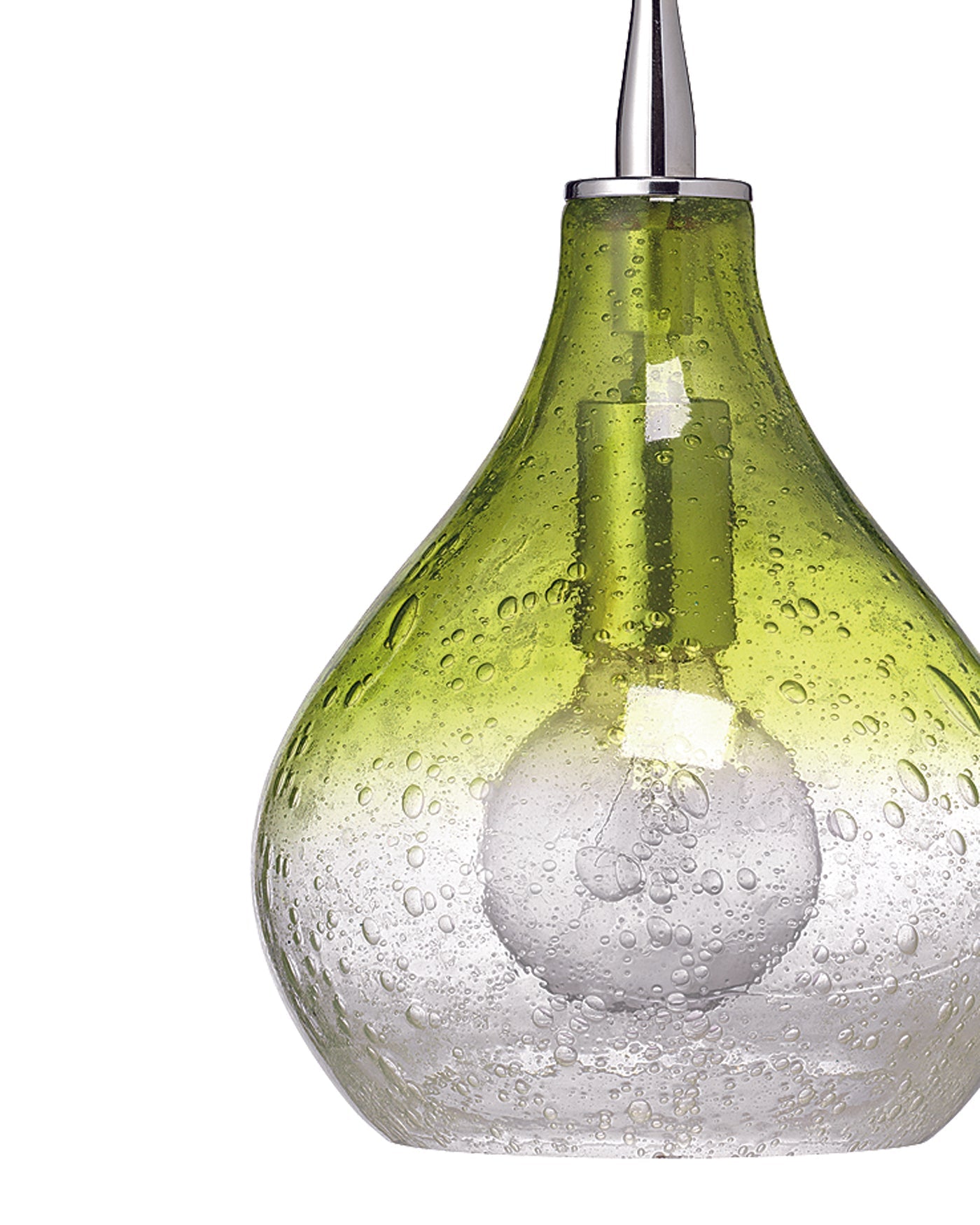 Curved Pendant, Small in Celadon Seeded Glass