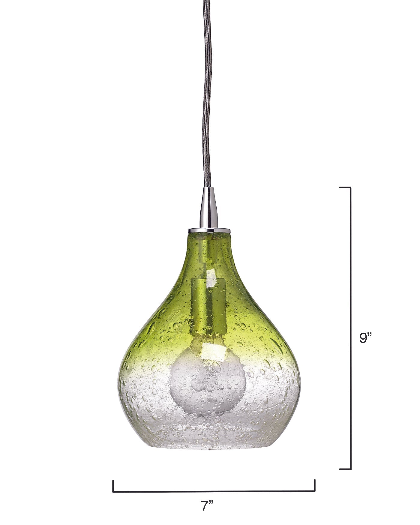 Curved Pendant, Small in Celadon Seeded Glass