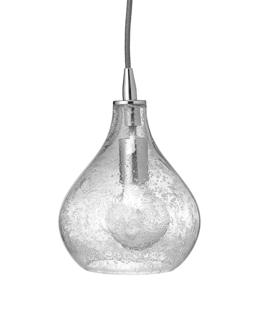 Curved Pendant, Small in Clear Seeded Glass