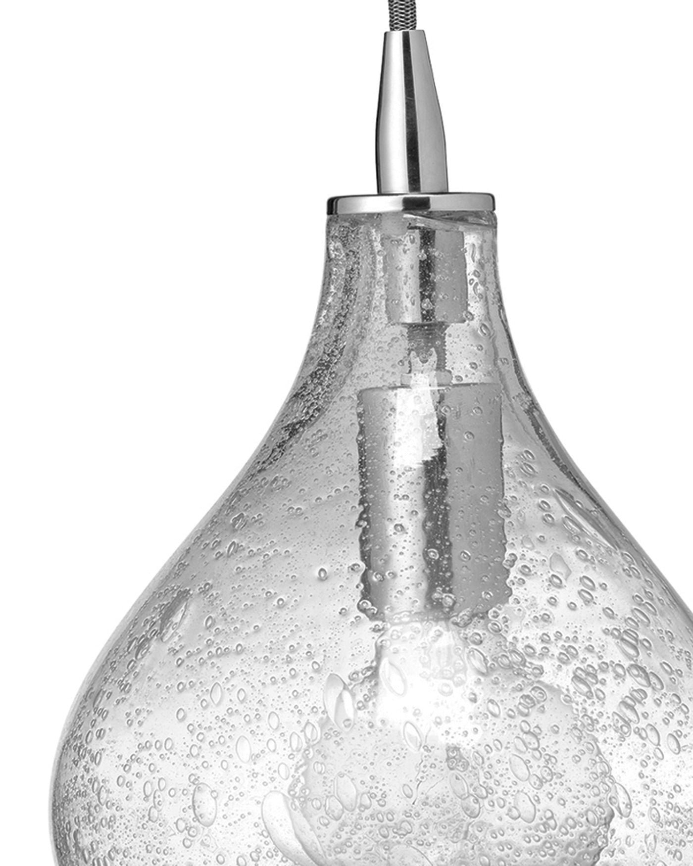 Curved Pendant, Small in Clear Seeded Glass