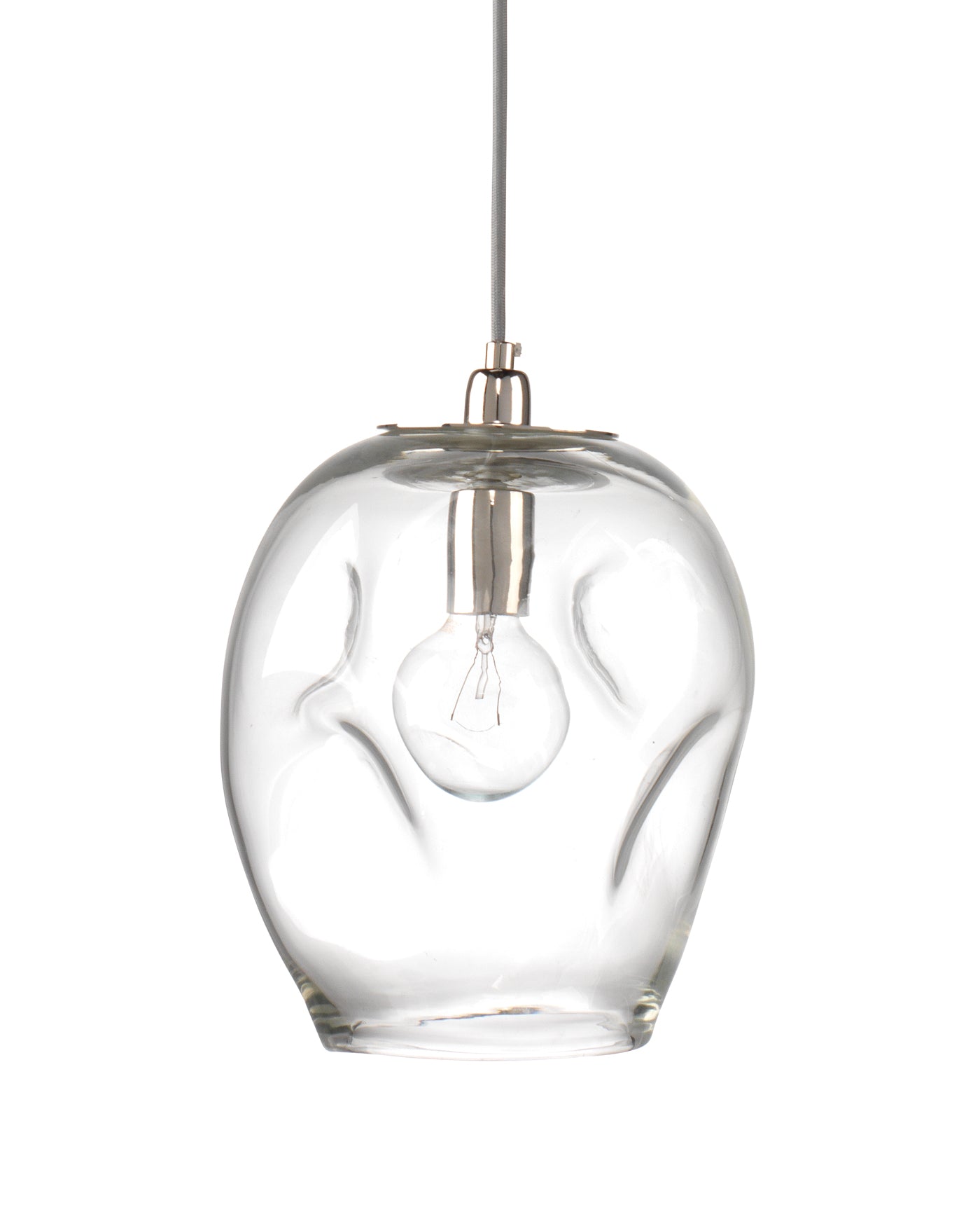 Dimpled Glass Pendant, Large in Clear Glass