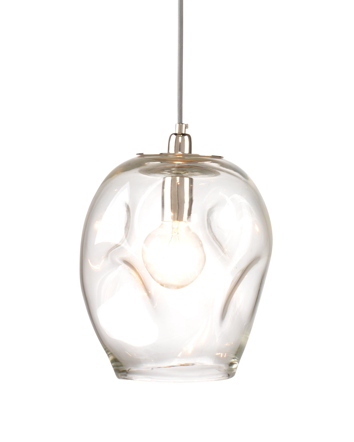 Dimpled Glass Pendant, Large in Clear Glass