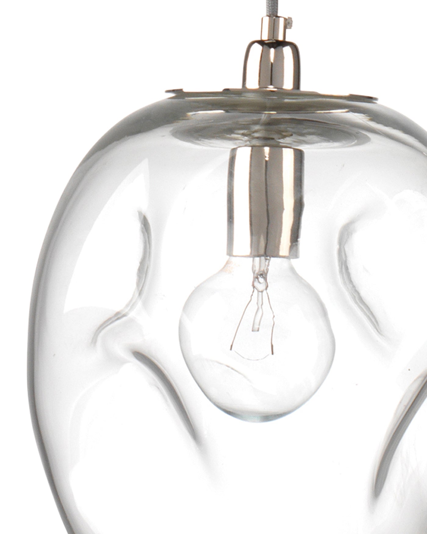 Dimpled Glass Pendant, Large in Clear Glass