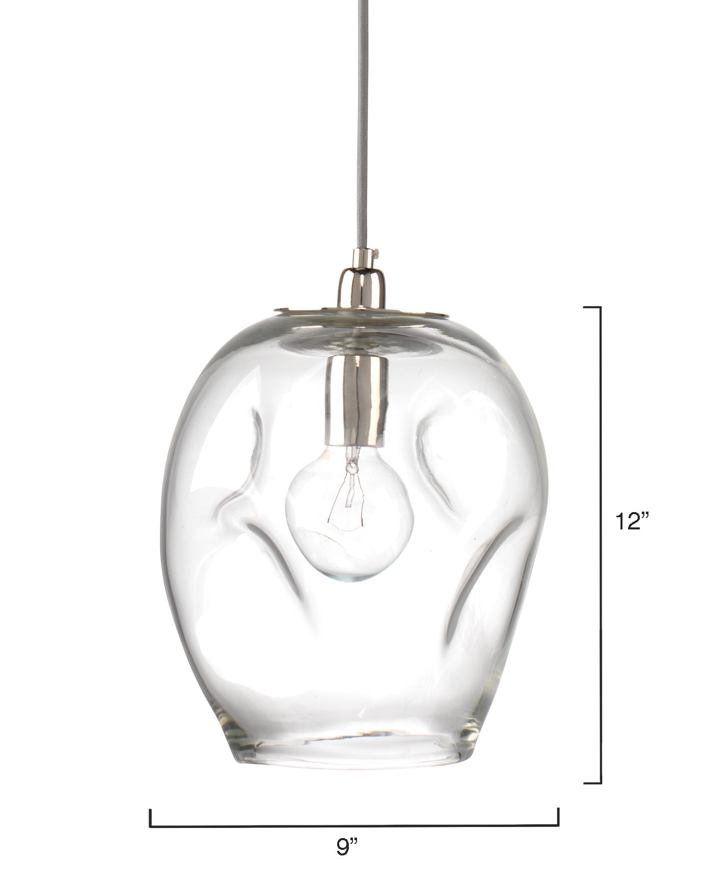 Dimpled Glass Pendant, Large in Clear Glass