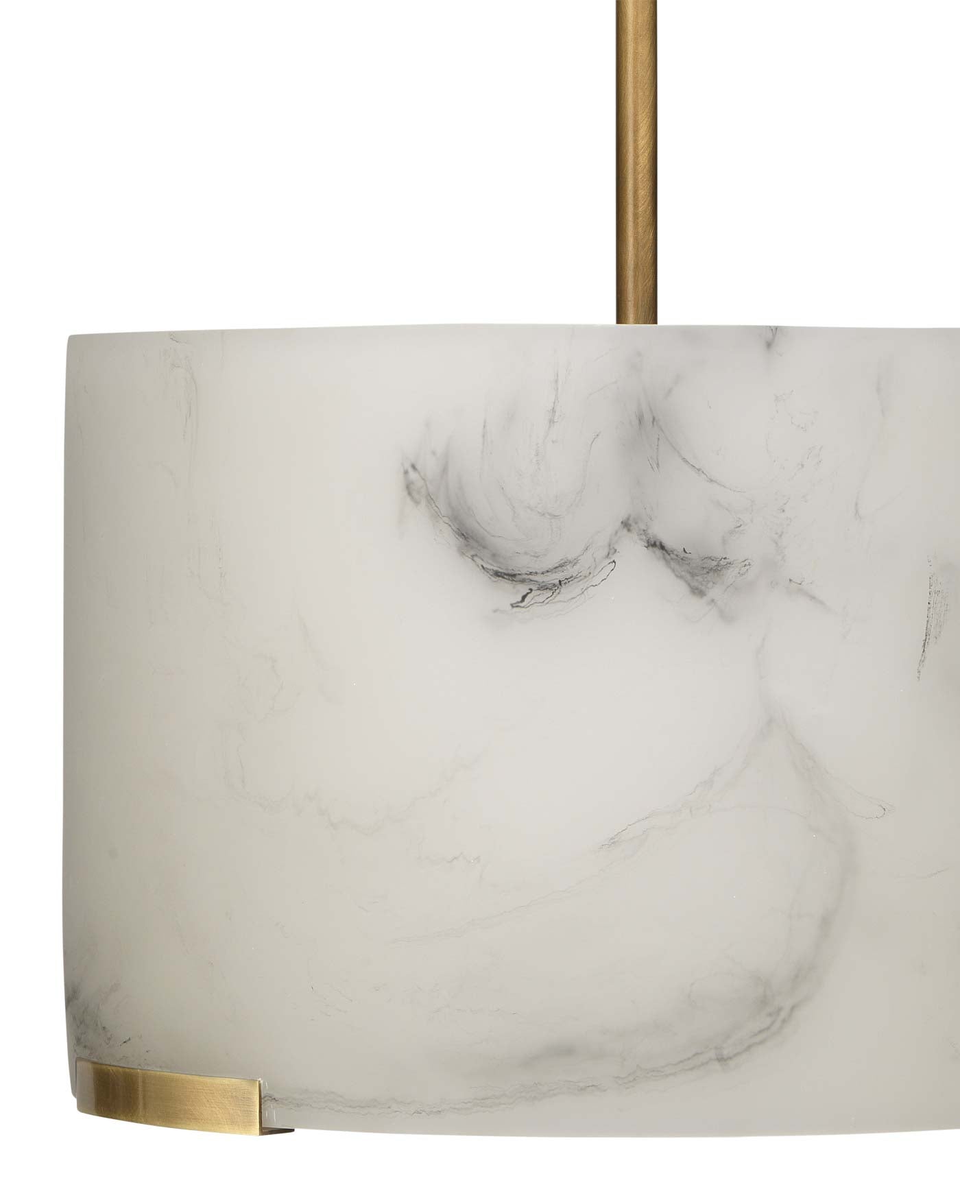 Elancourt Pendant in White Faux Alabaster & Antique Brass Metal With Acrylic Diffuser