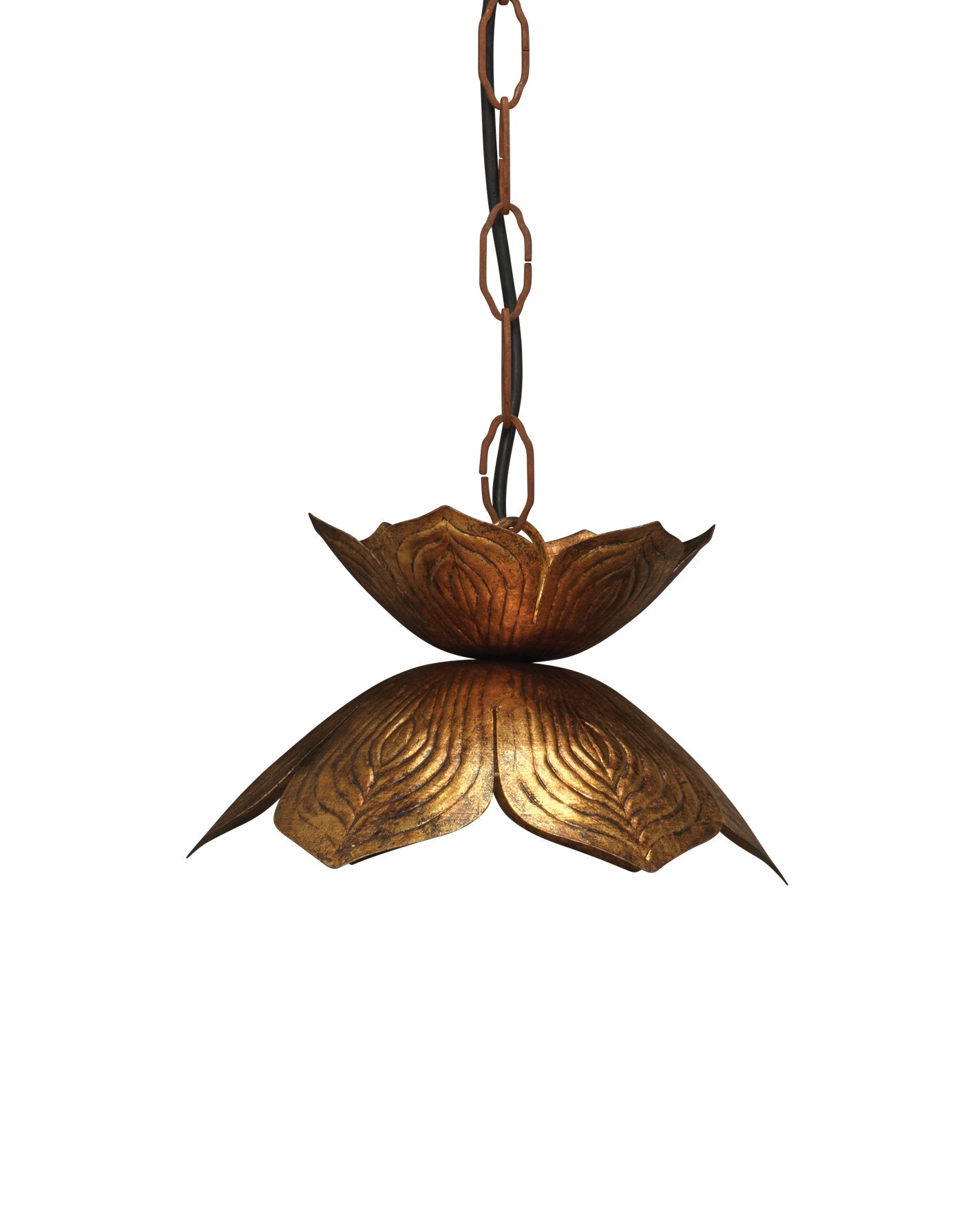Flowering Lotus Pendant , Small in Antique Gold