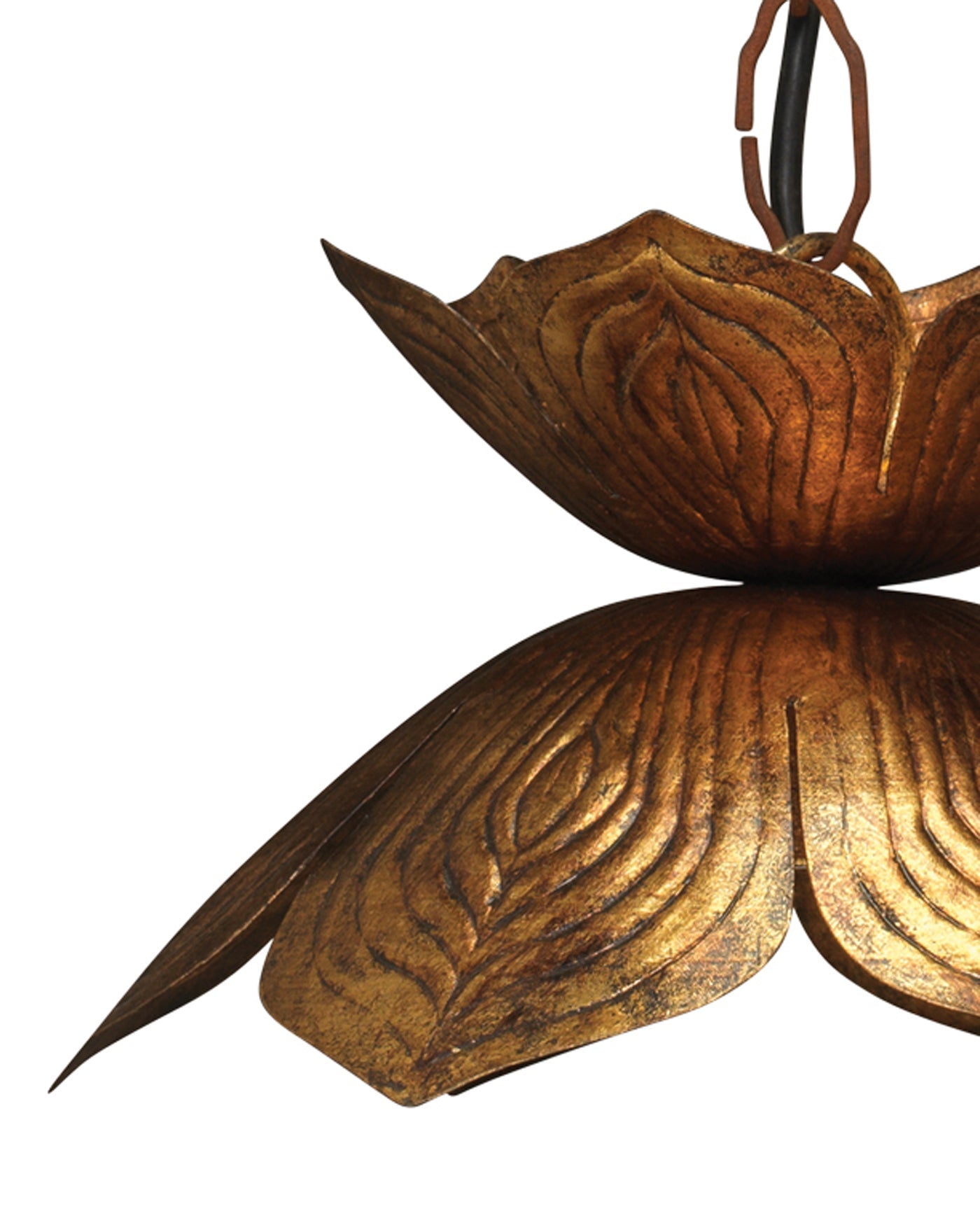 Flowering Lotus Pendant , Small in Antique Gold