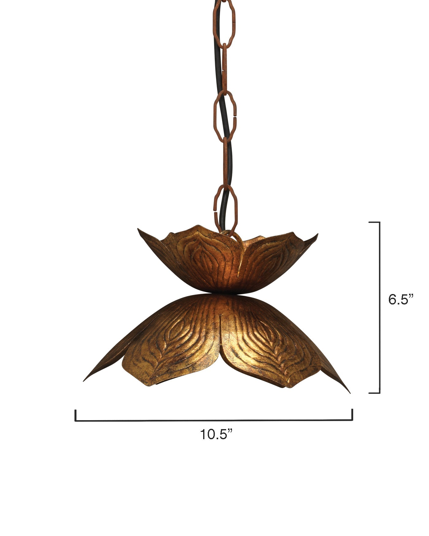 Flowering Lotus Pendant , Small in Antique Gold