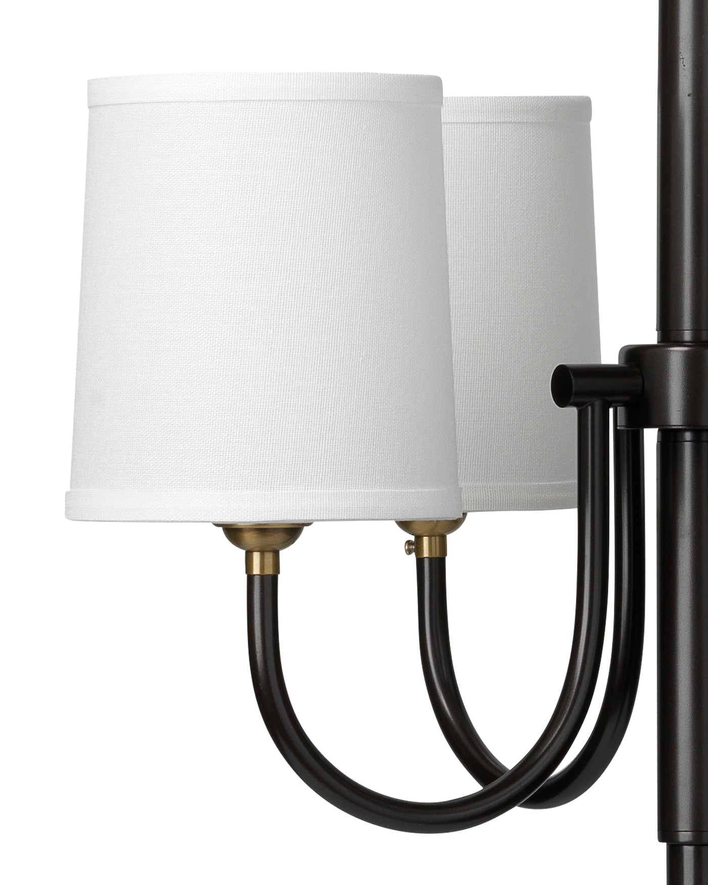 Lawton 4 Light Chandelier in Antique Brass With White Linen Shades