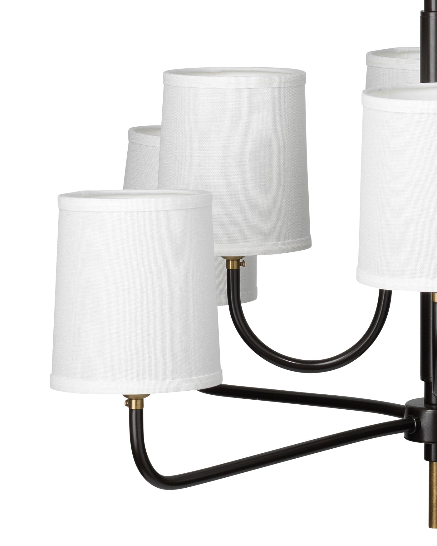 Lawton 8 Light Chandelier in Antique Brass With White Linen Shades