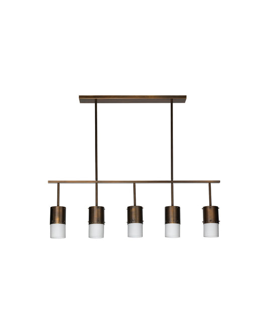Lazio Five Light Chandelier in Oiled Bronze Patina with White Glass Sleeves