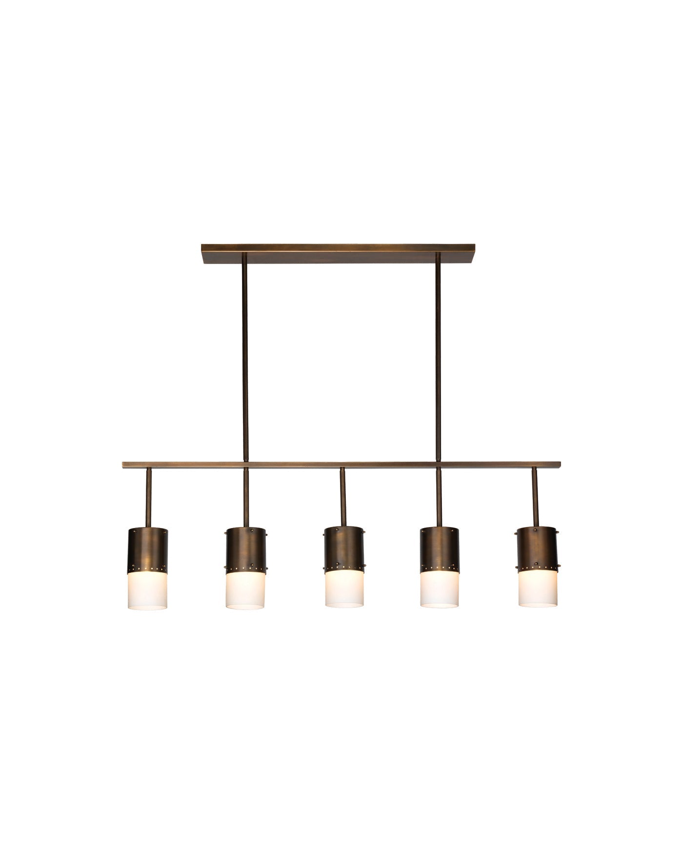 Lazio Five Light Chandelier in Oiled Bronze Patina with White Glass Sleeves