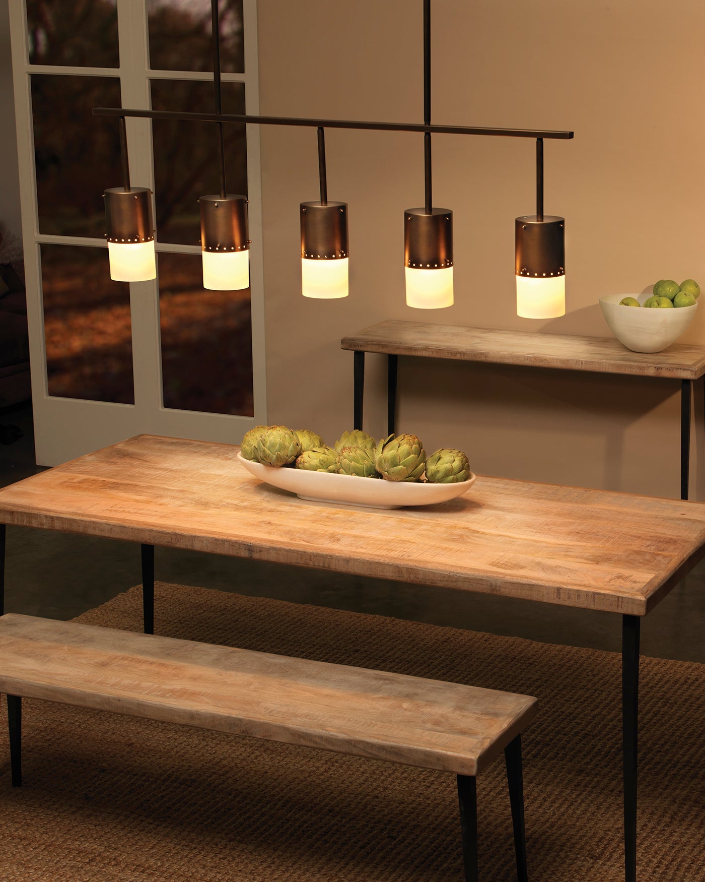 Lazio Five Light Chandelier in Oiled Bronze Patina with White Glass Sleeves