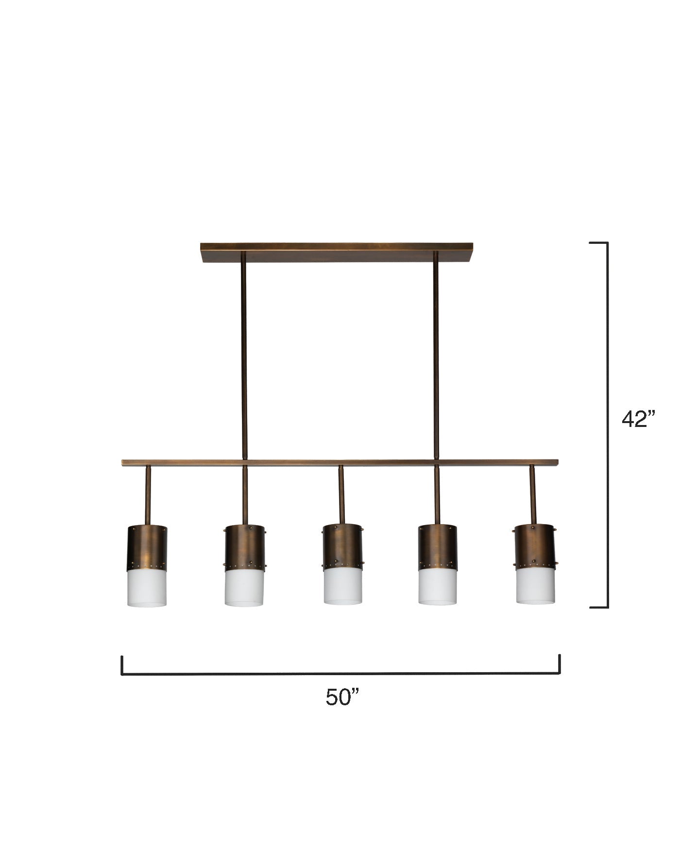 Lazio Five Light Chandelier in Oiled Bronze Patina with White Glass Sleeves