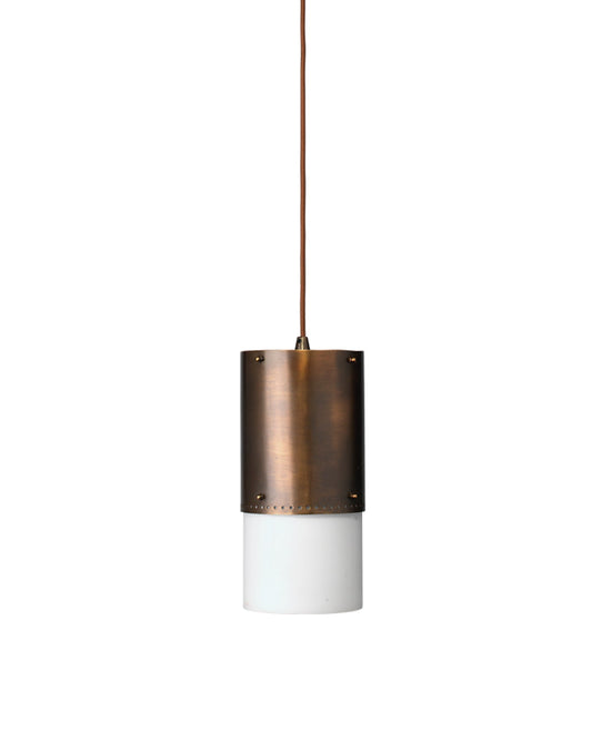 Lazio Pendant in Oiled Bronze Patina with White Glass Sleeves