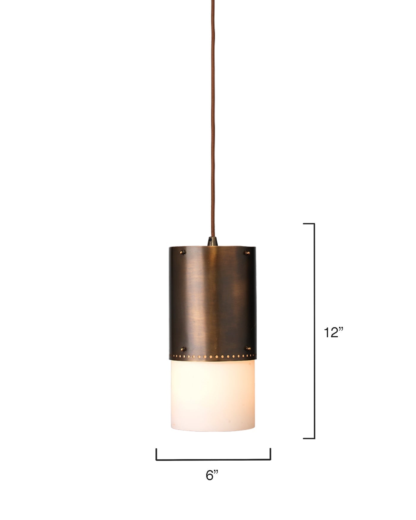Lazio Pendant in Oiled Bronze Patina with White Glass Sleeves