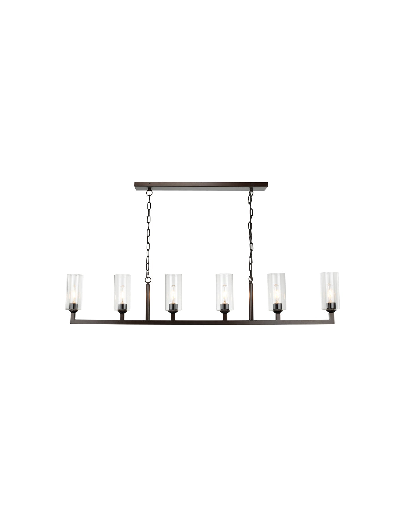 Linear 6 Light Chandelier in Oil Rubbed Bronze & Clear Glass