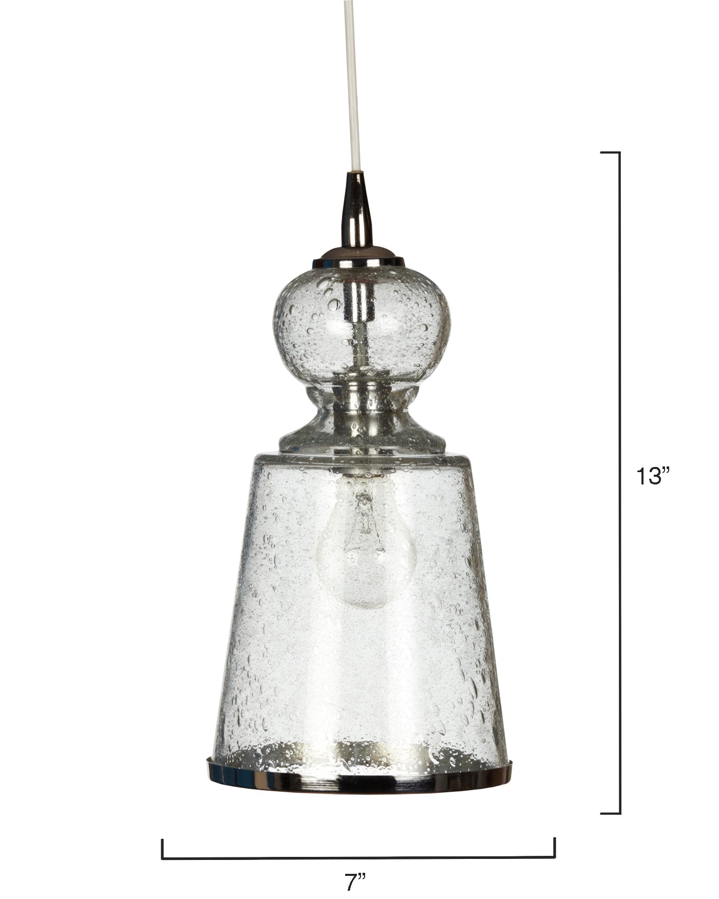 Long Lafitte Pendant in Clear Seeded Glass