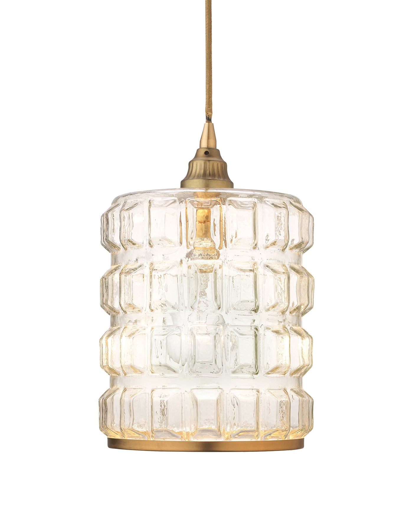 Madison Pendant in Clear Glass with Antique Brass Hardware