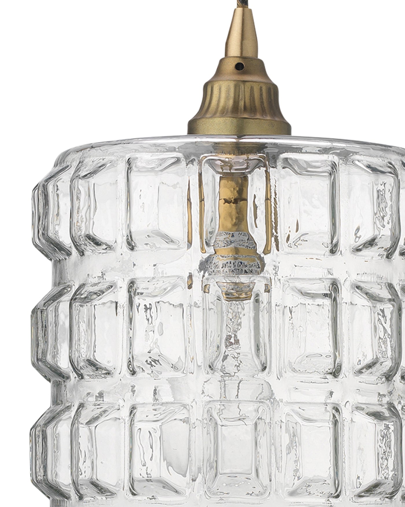 Madison Pendant in Clear Glass with Antique Brass Hardware