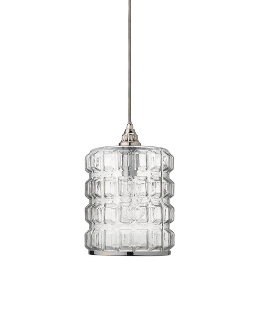Madison Pendant in Clear Glass with Nickel Hardware