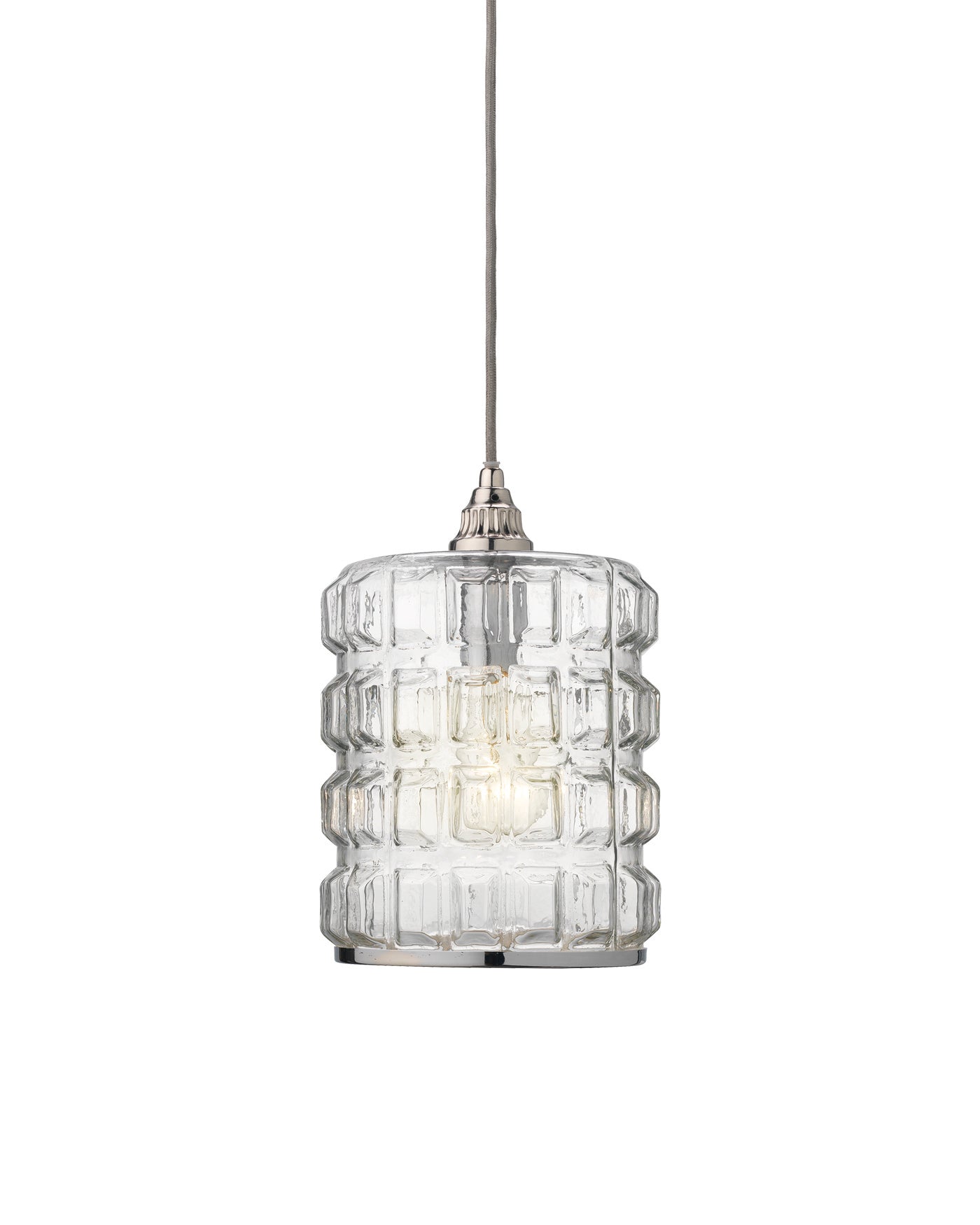 Madison Pendant in Clear Glass with Nickel Hardware