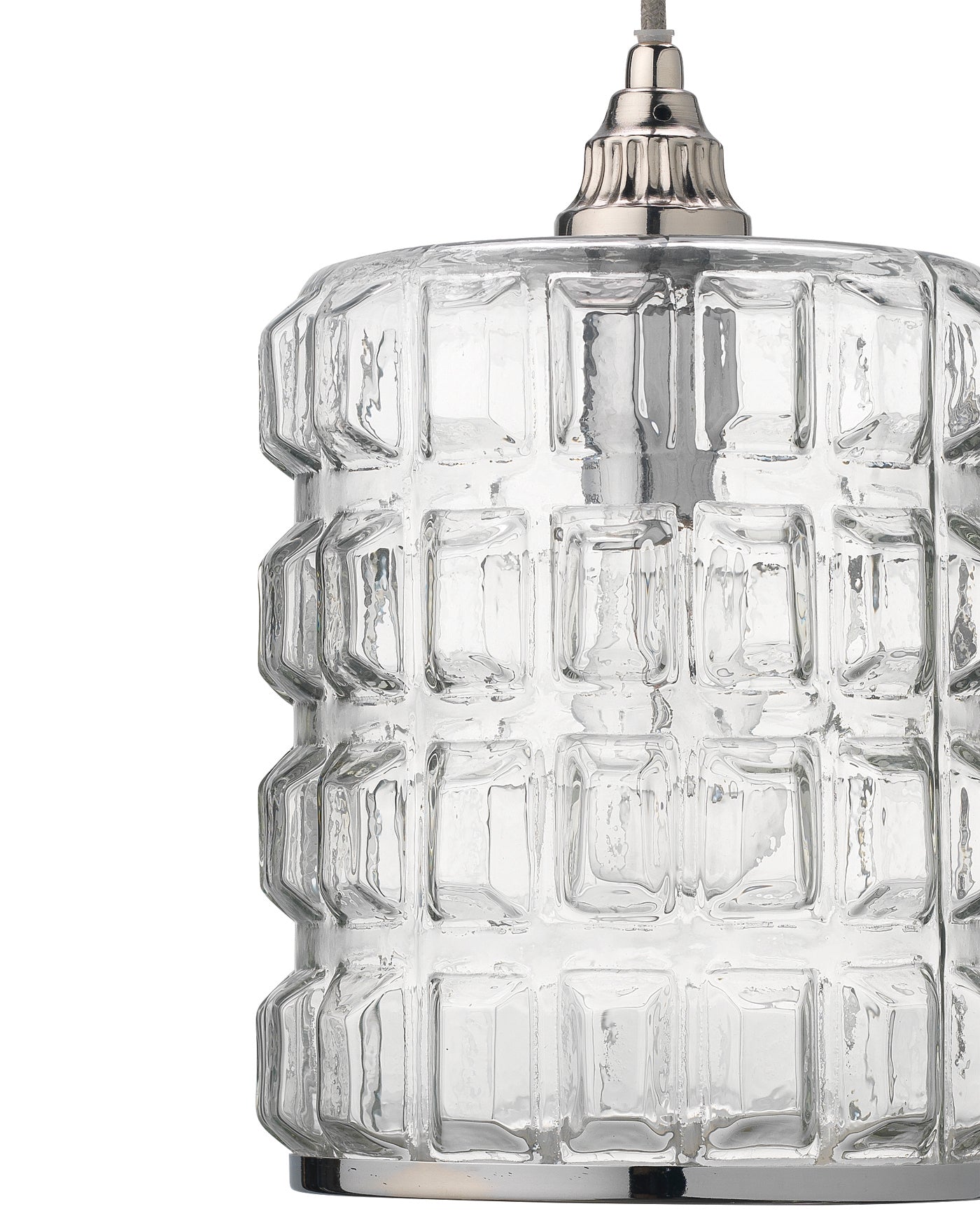 Madison Pendant in Clear Glass with Nickel Hardware