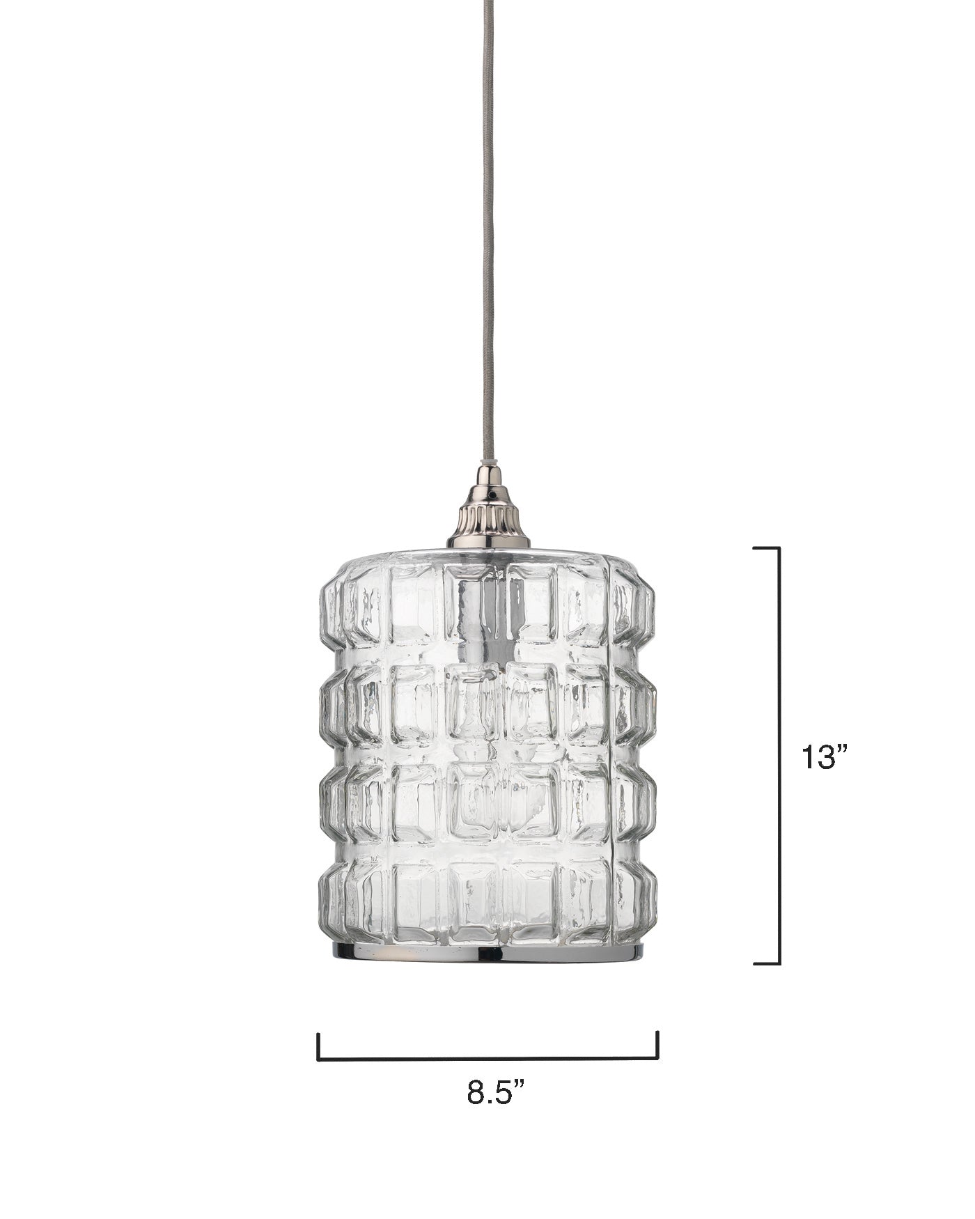 Madison Pendant in Clear Glass with Nickel Hardware