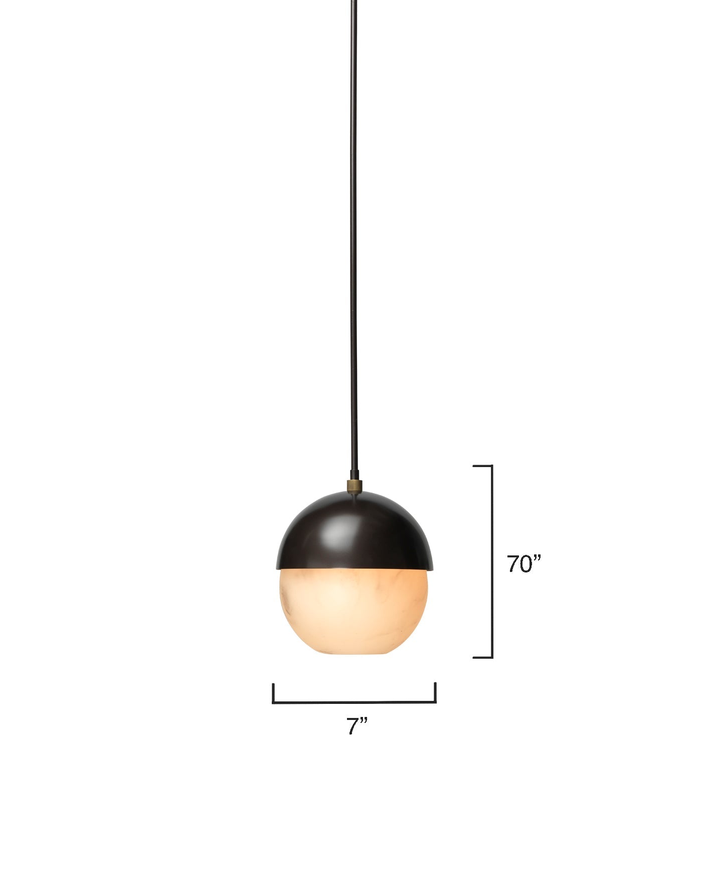 Metro Pendant in Faux White Alabaster and Oil Rubbed Bronze, with Antique Brass Accents