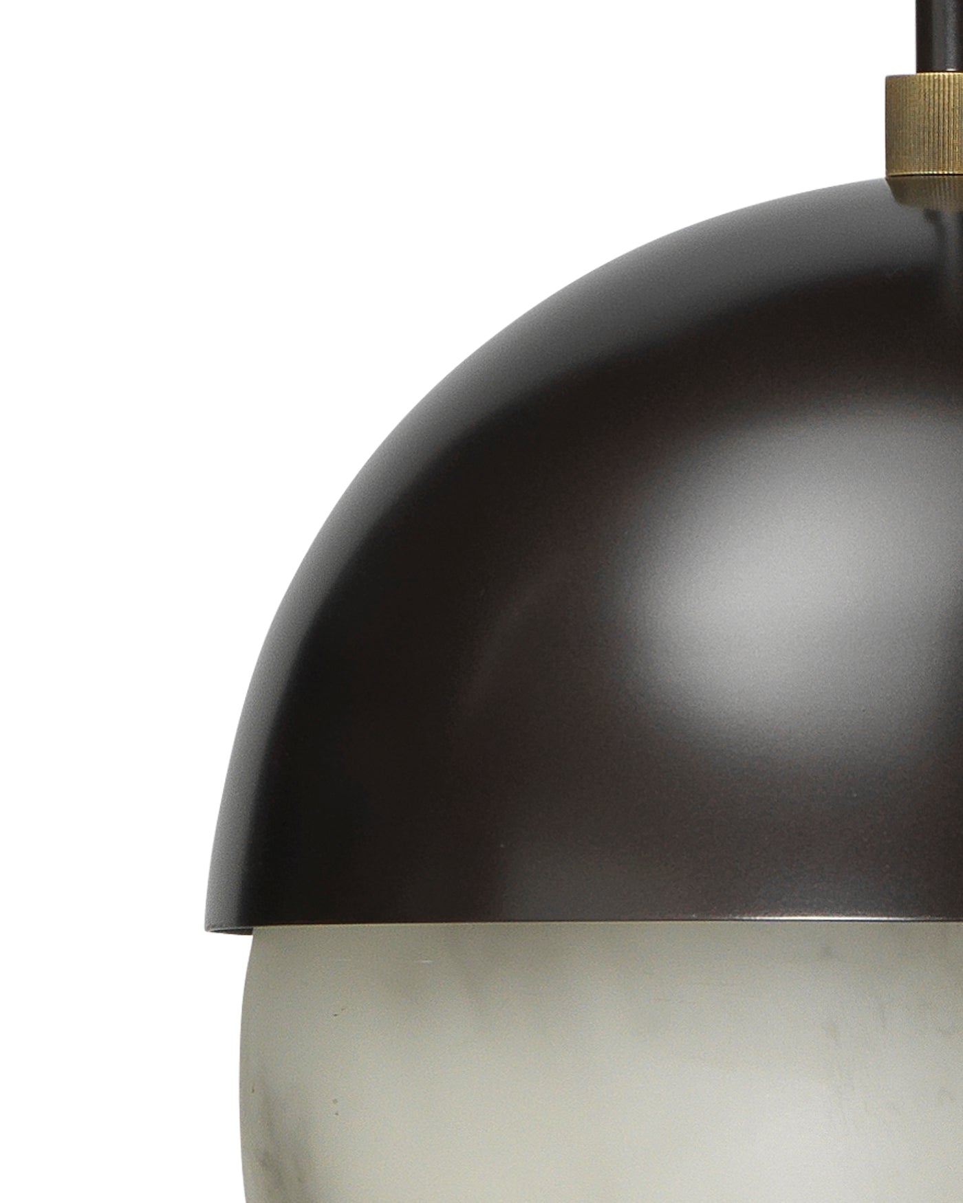 Metro Pendant in Faux White Alabaster and Oil Rubbed Bronze, with Antique Brass Accents