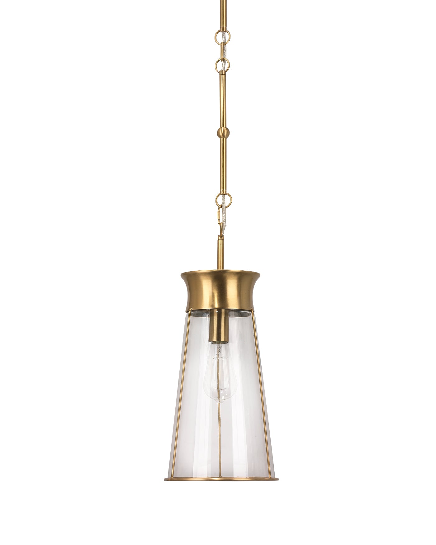 Nara Pendant in Clear Glass With Antique Brass Hardware