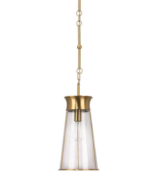 Nara Pendant in Clear Glass With Antique Brass Hardware
