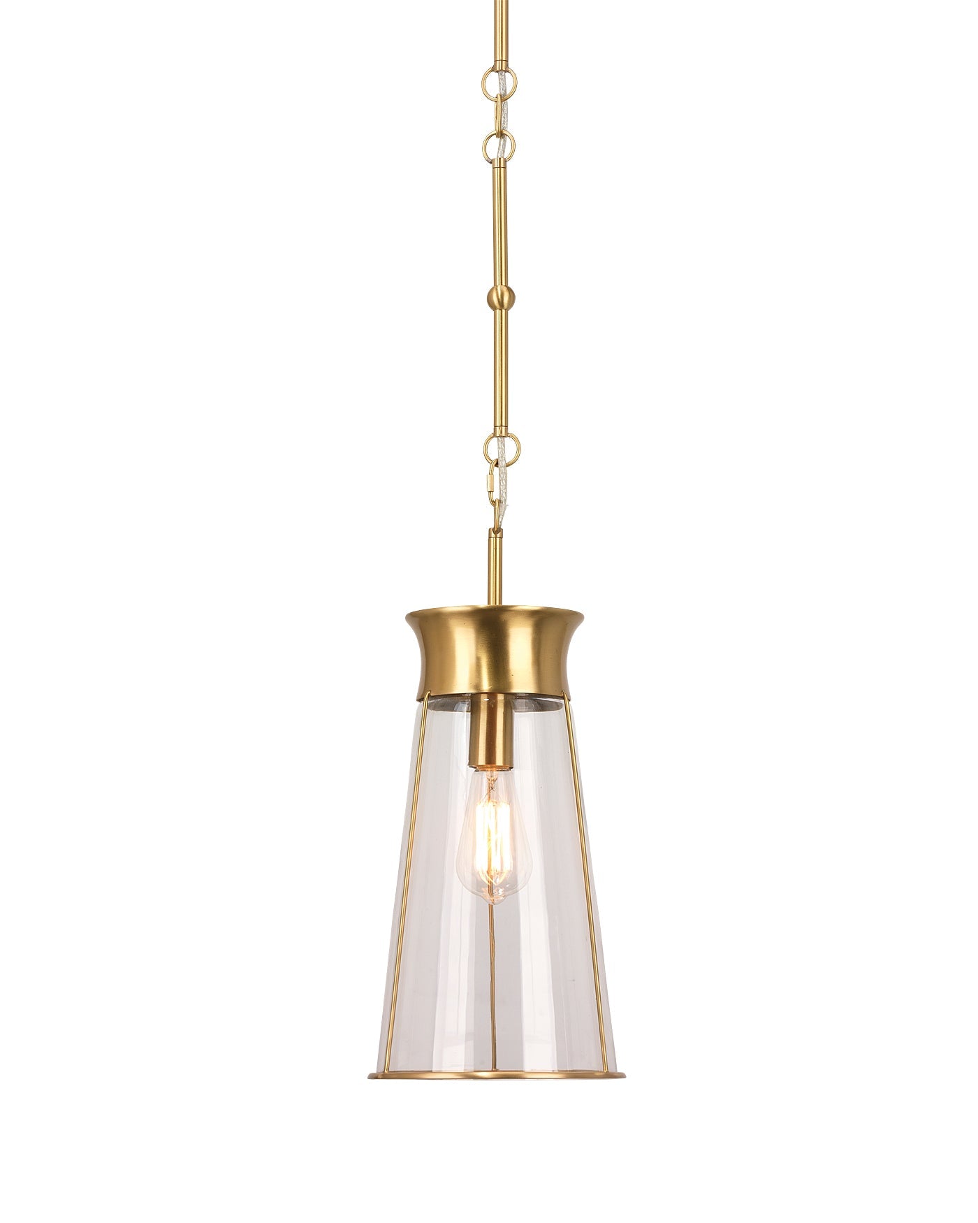Nara Pendant in Clear Glass With Antique Brass Hardware