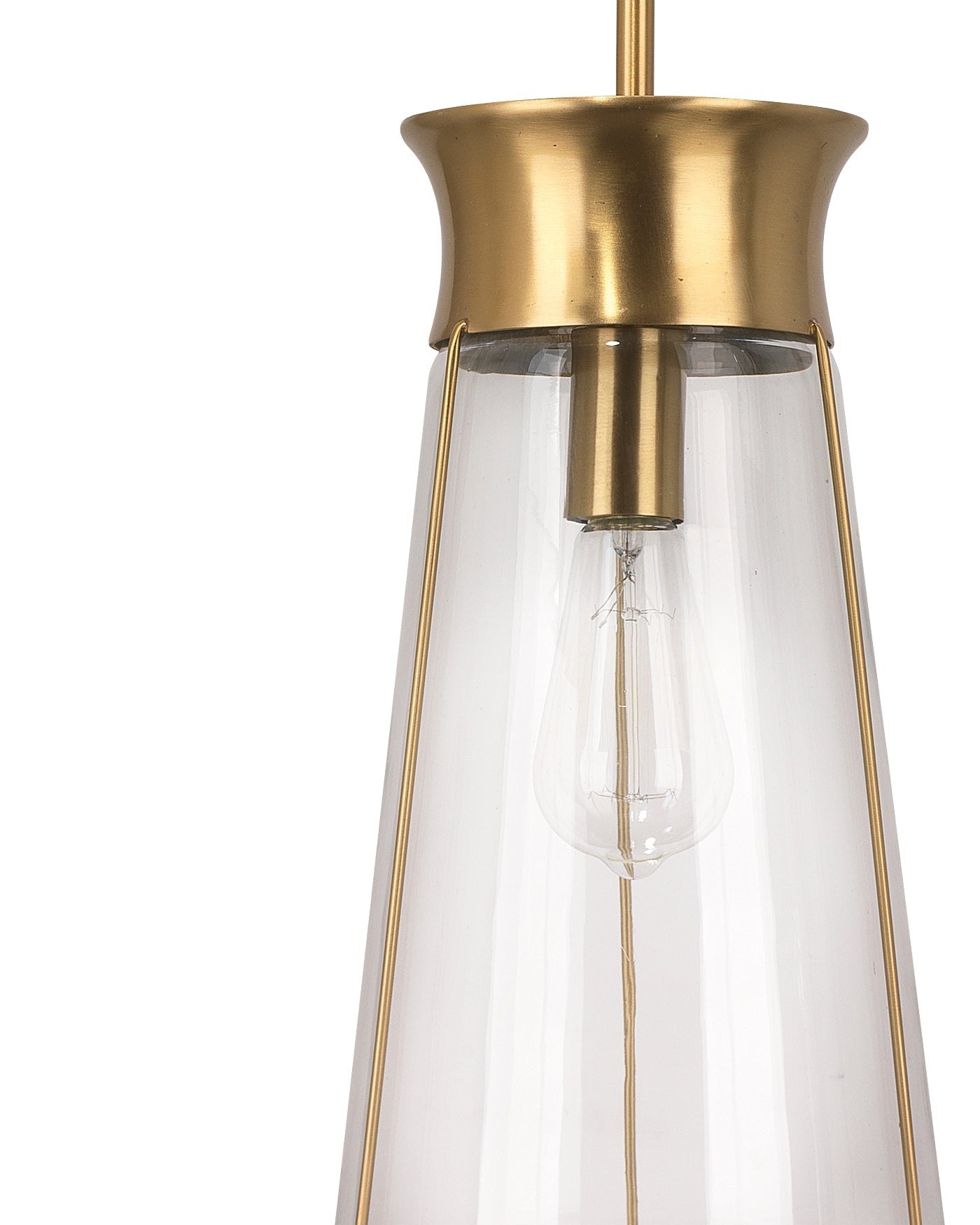 Nara Pendant in Clear Glass With Antique Brass Hardware