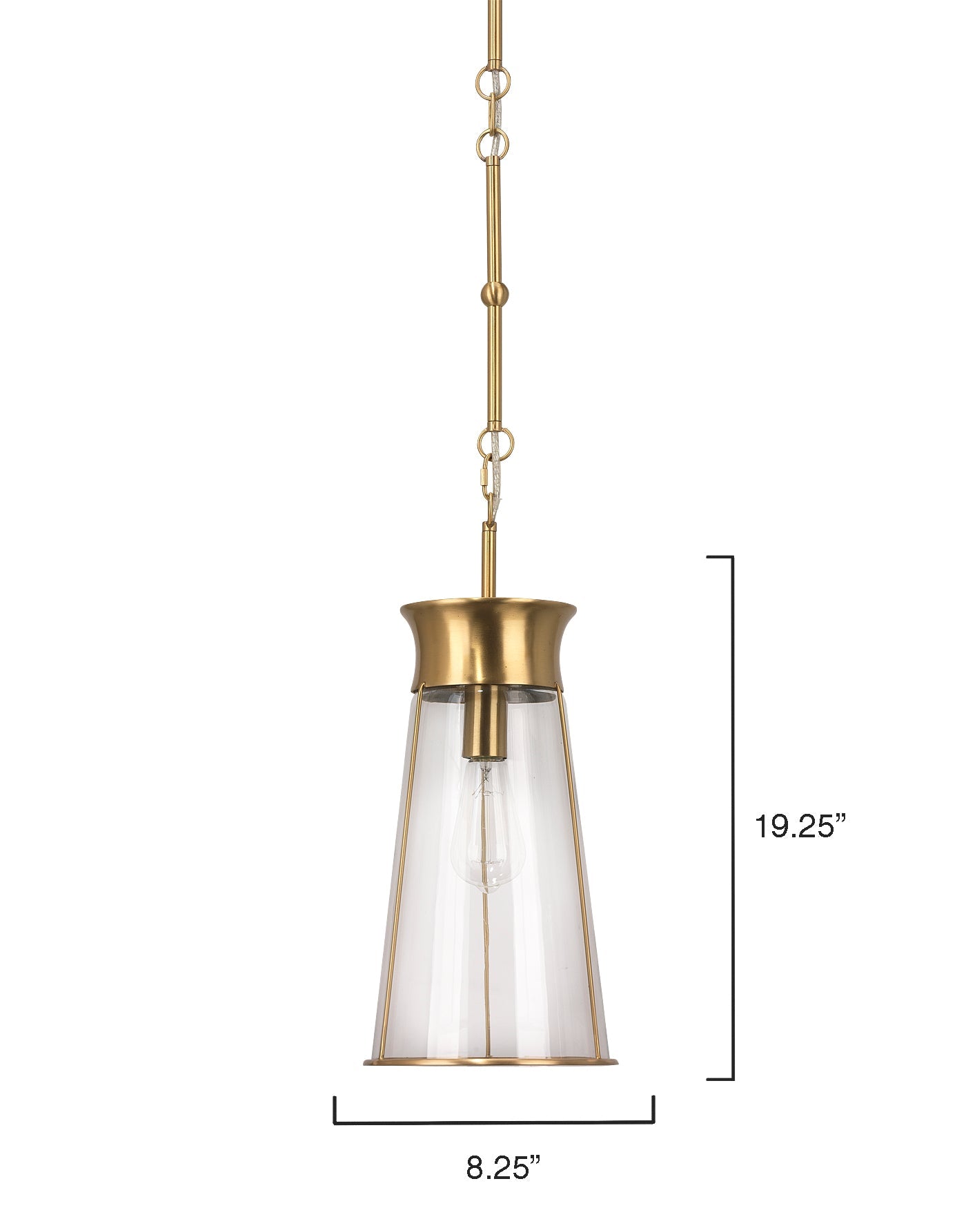 Nara Pendant in Clear Glass With Antique Brass Hardware