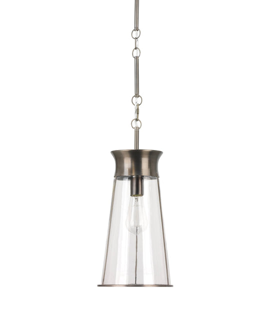 Nara Pendant in Clear Glass With Gun Metal Hardware