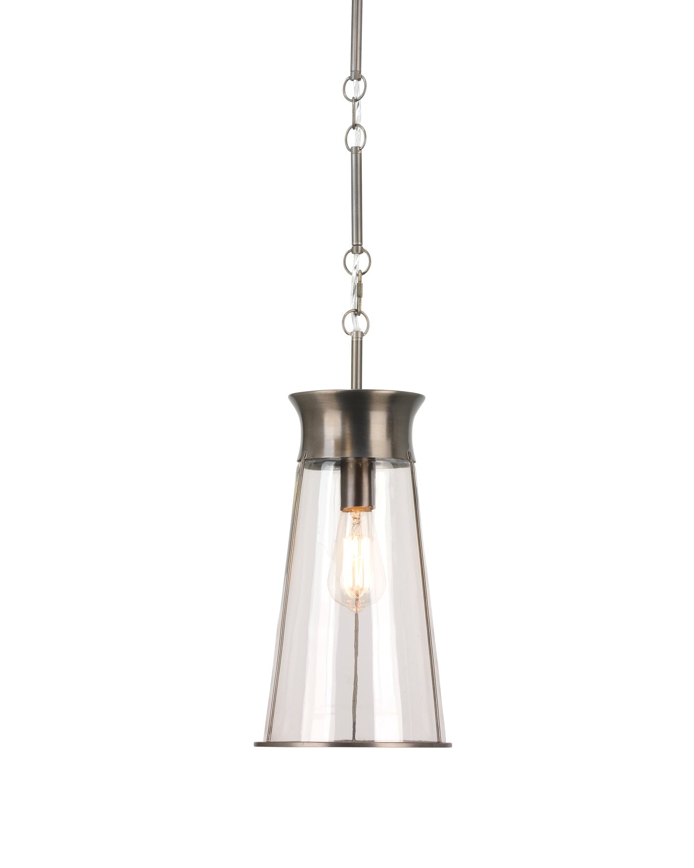 Nara Pendant in Clear Glass With Gun Metal Hardware