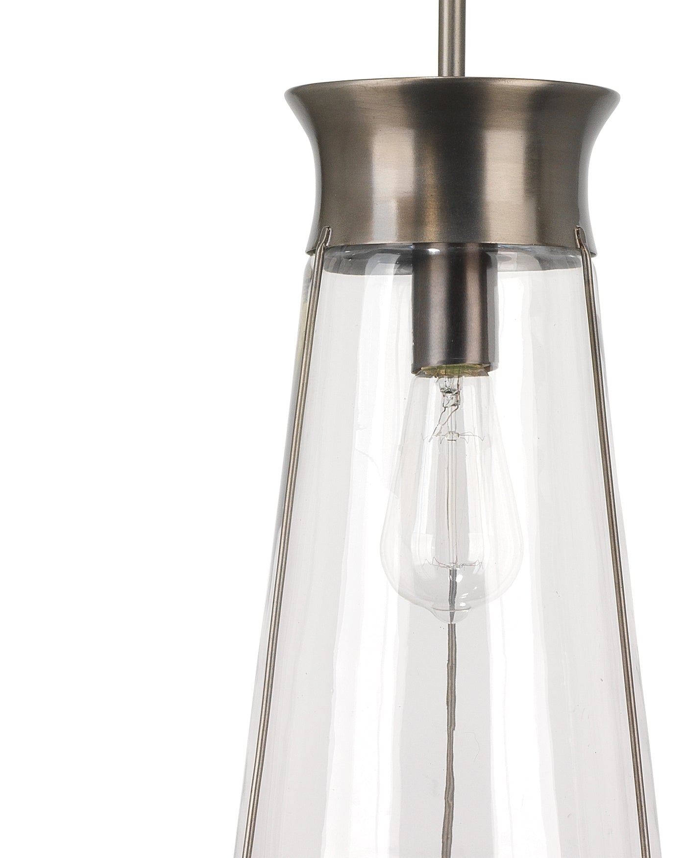 Nara Pendant in Clear Glass With Gun Metal Hardware