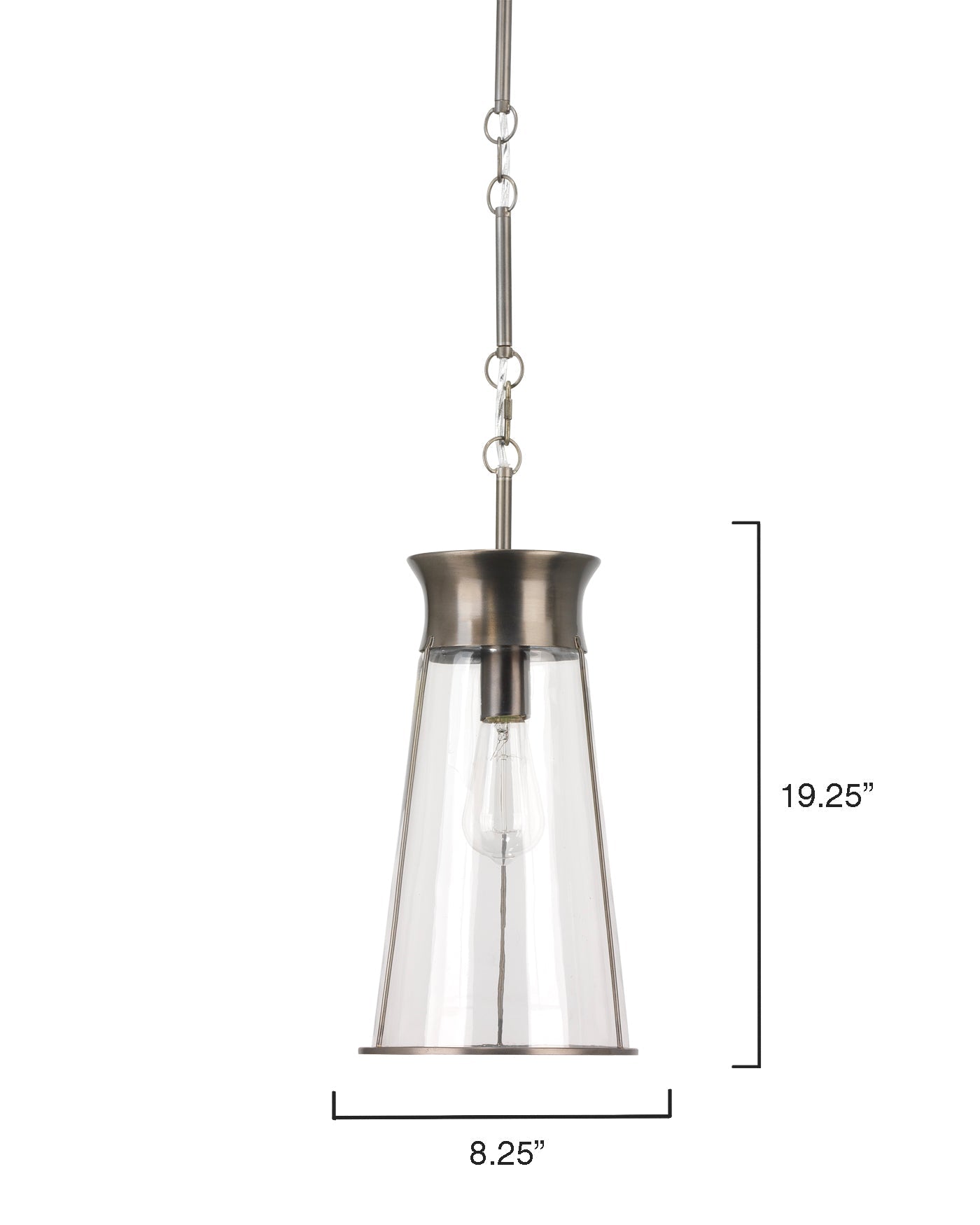 Nara Pendant in Clear Glass With Gun Metal Hardware