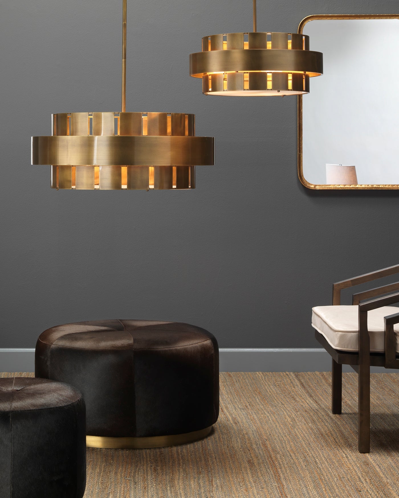 Orbit Chandelier in Antique Brass With Acrylic Diffuser